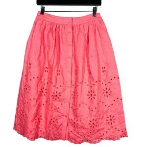 Rachel Parcell Eyelet Midi Skirt Pink Casual Elastic Waist - S